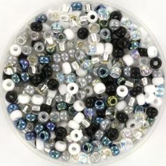 Miyuki rocailles 8/0 Mix black and white - 5 gram-Kraaltjes van Renate