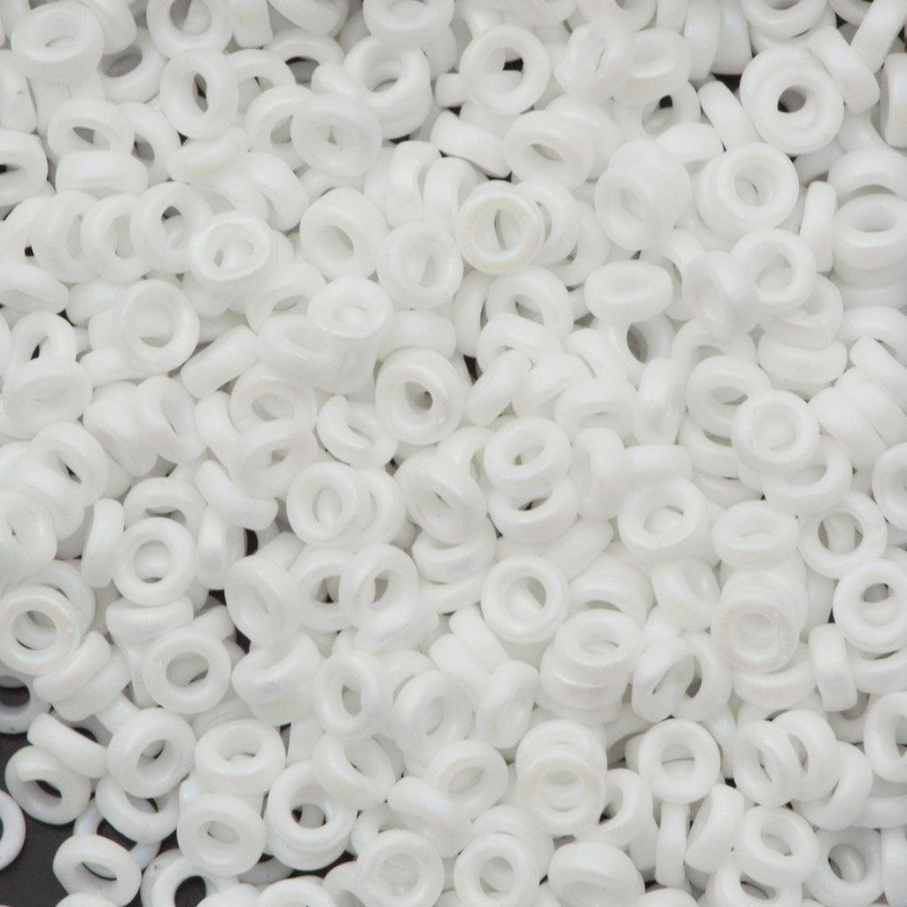 Miyuki spacer 2,2x1mm Opaque matte white AB 402FR - 5 gram-Kralen-Kraaltjes van Renate