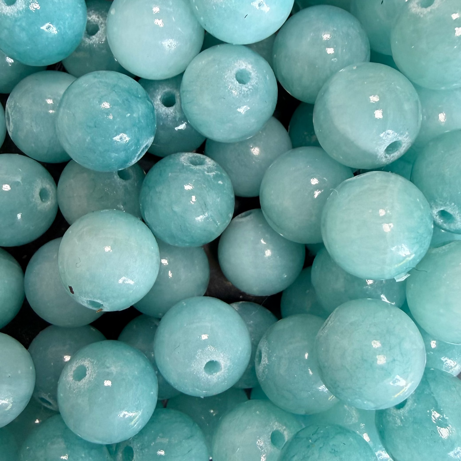 Natuurlijke Edelsteen Jade Kralen Rond Turquoise Blauw 10mm - per stuk-Kralen-Kraaltjes van Renate