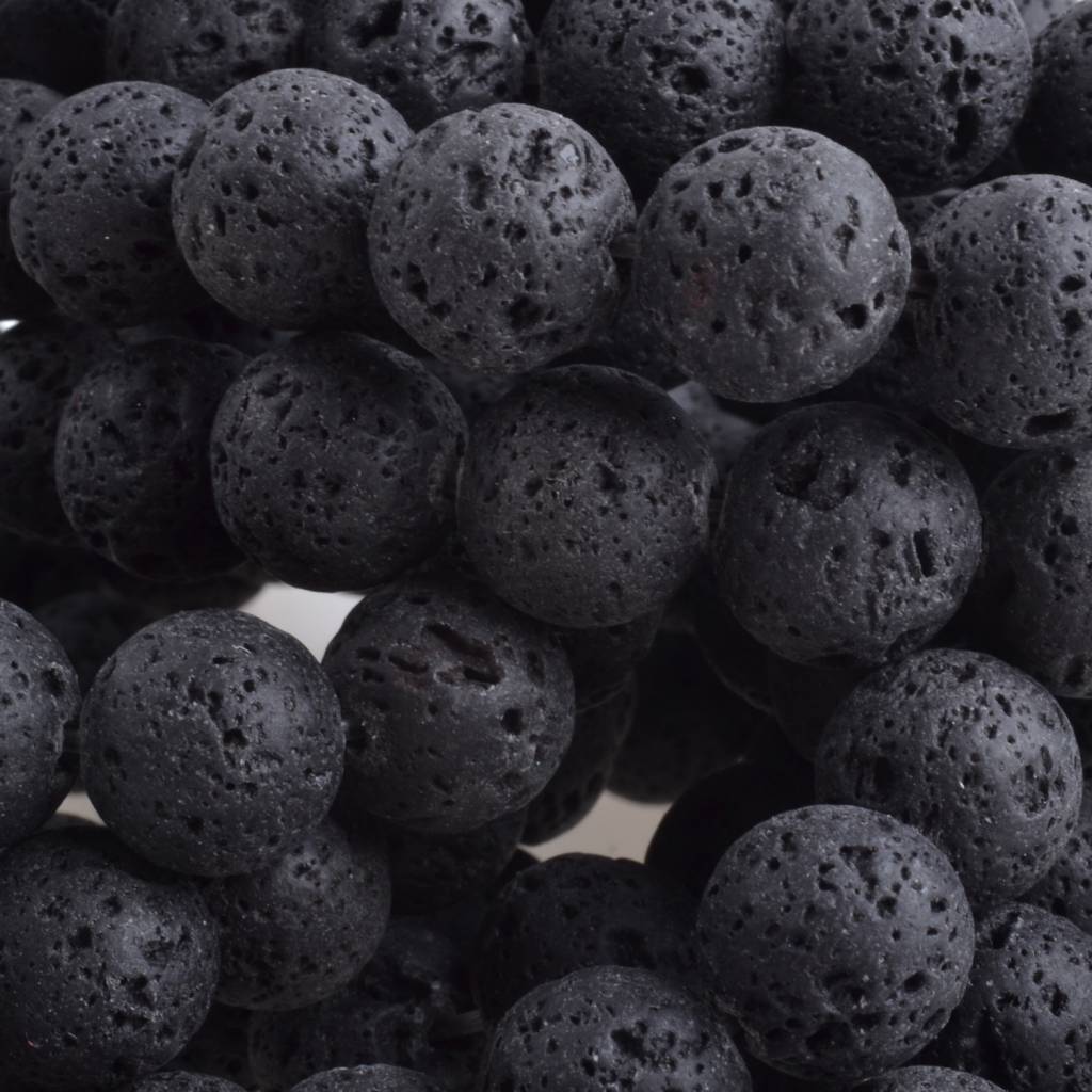 Natuursteen Lava rond zwart 8mm-Kraaltjes van Renate