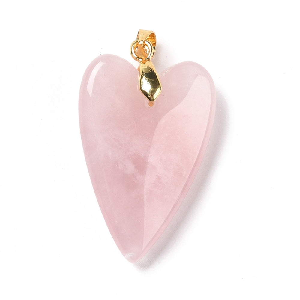 Natuursteen bedel hart XL roze goud brass 33x20mm - per stuk-bedels-Kraaltjes van Renate