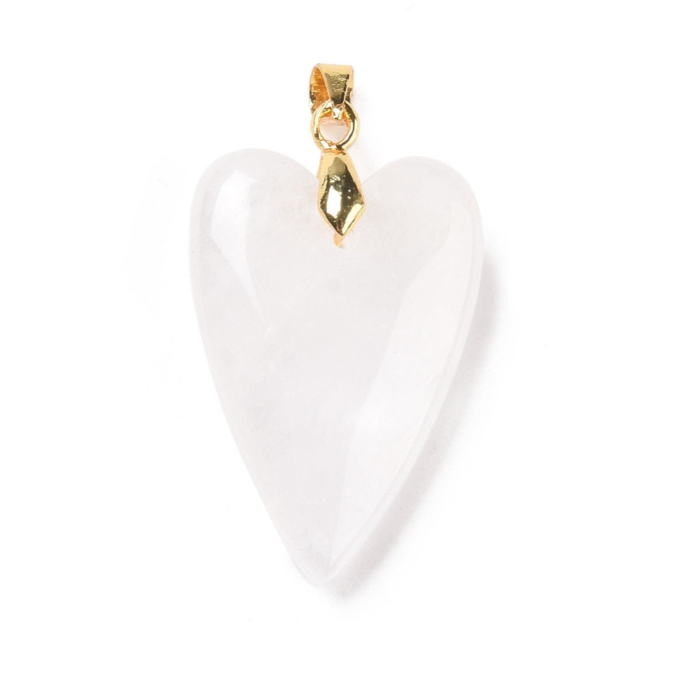 Natuursteen bedel hart XL wit goud brass 33x20mm - per stuk-bedels-Kraaltjes van Renate