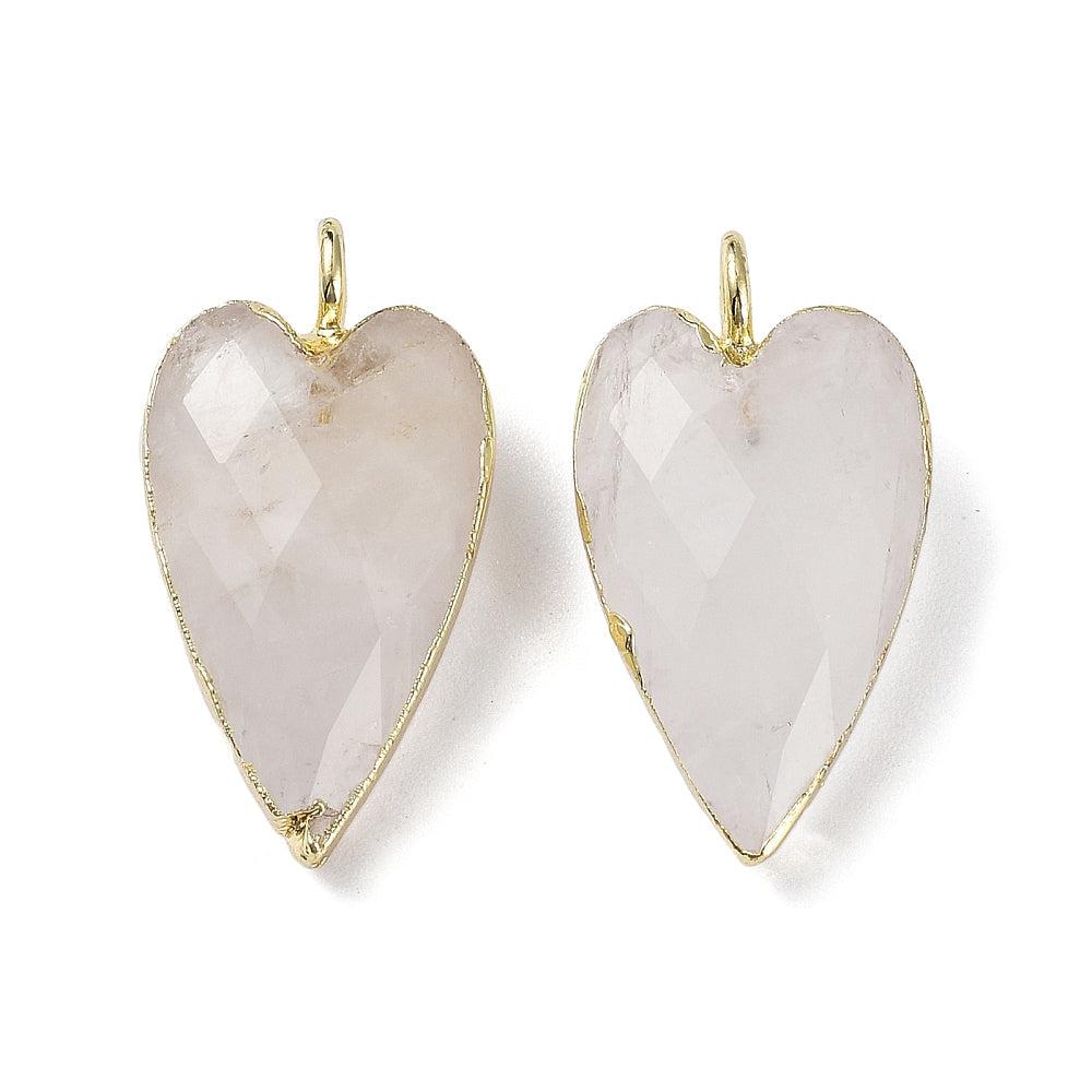 Natuursteen bedel hart wit goud brass 19x17mm - per stuk-bedels-Kraaltjes van Renate