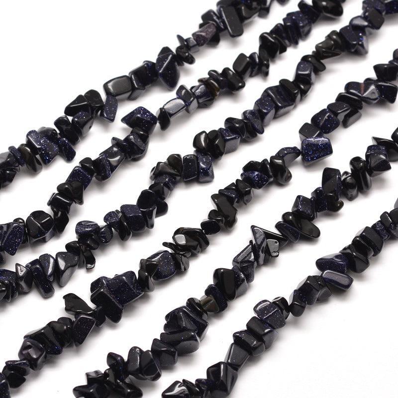 Natuursteen chips Blue Goldstone 5x8mm - ± 20cm-Kralen-Kraaltjes van Renate