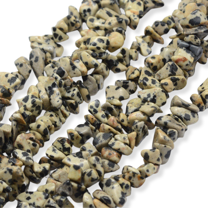 Natuursteen chips Dalmatier 5x8mm - 18-20cm-Kralen-Kraaltjes van Renate