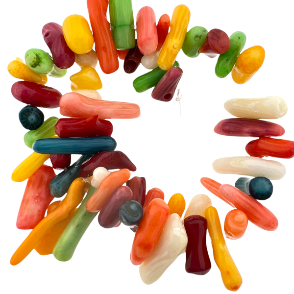 Natuursteen chips Koraal multicolor 5-8mm - ± 20cm-Kralen-Kraaltjes van Renate