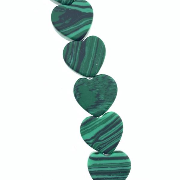 Natuursteen kraal hart Malachite 10x10x5mm-Kraaltjes van Renate