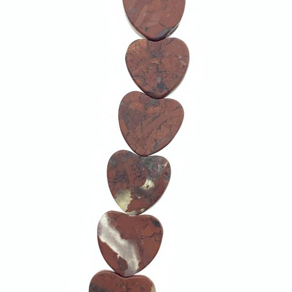 Natuursteen kraal hart Rood 11x11x3mm-Kraaltjes van Renate