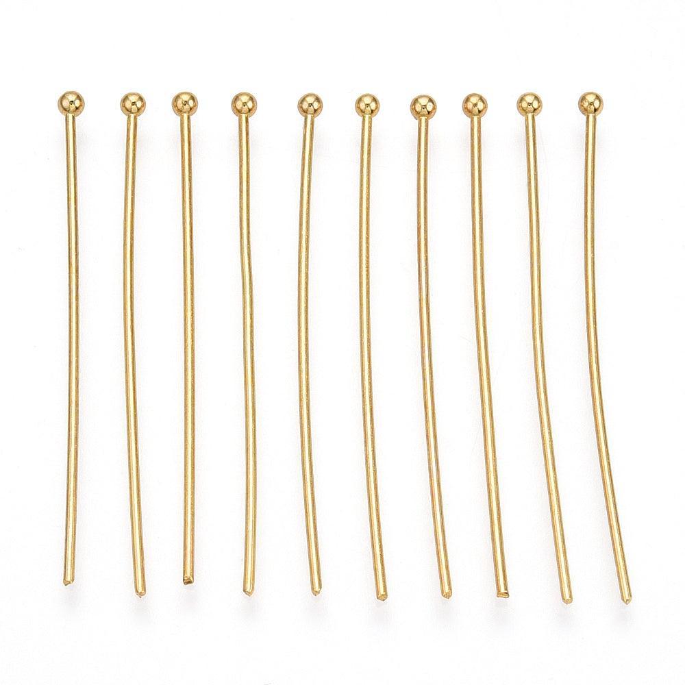 Nietstiften 18k Gold plated 50x0.8mm - 4 stuks-Onderdelen-Kraaltjes van Renate