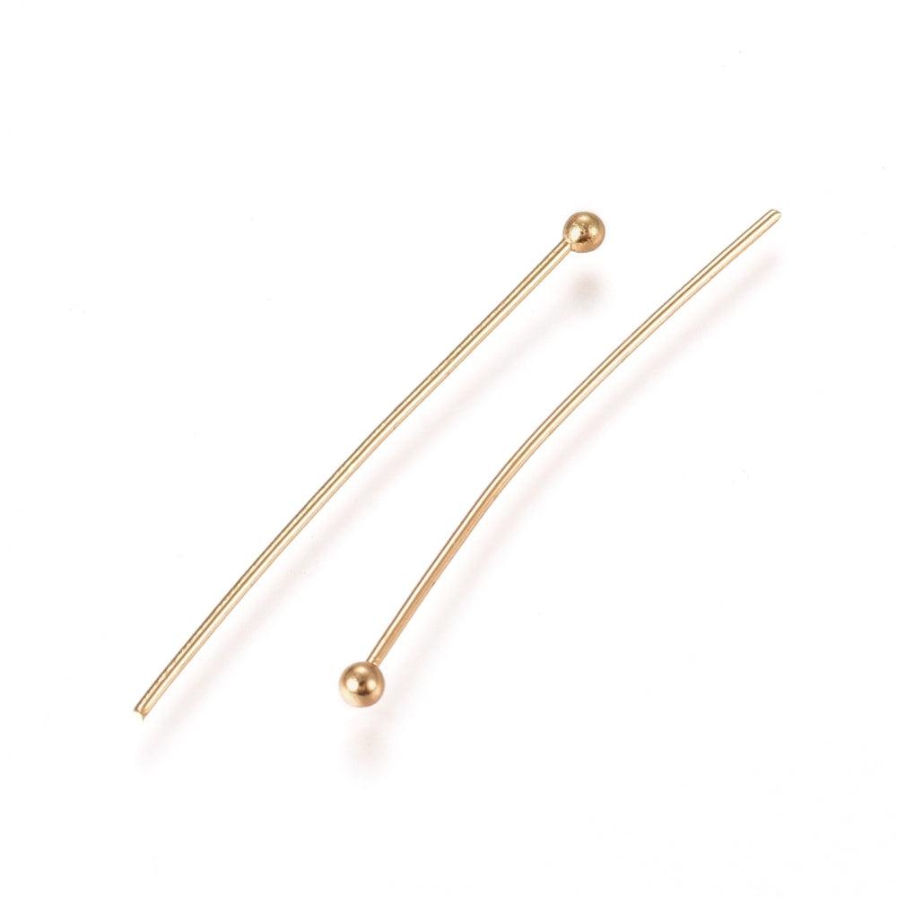 Nietstiften 24K RVS goud 30x0.6mm- per 6 stuks-bedels-Kraaltjes van Renate