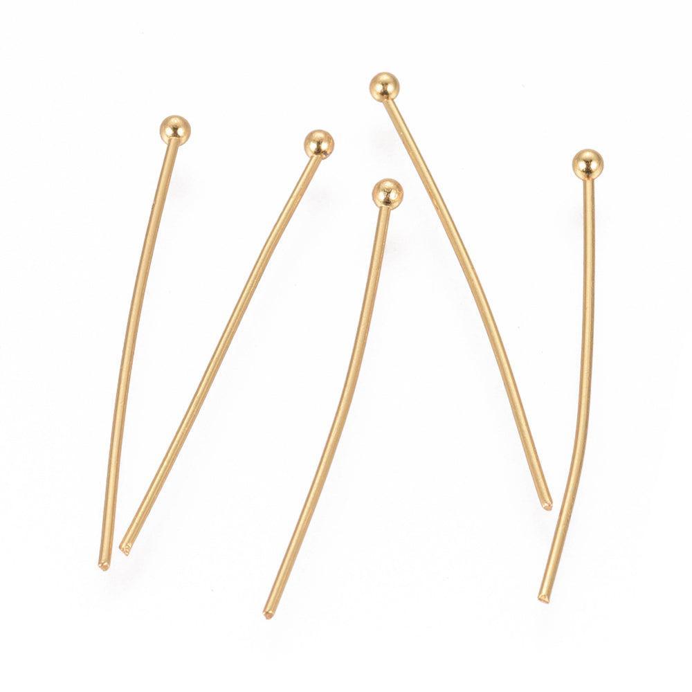 Nietstiften Bolletje Premium 24k RVS Goud 30x0.7mm - 8 stuks-Onderdelen-Kraaltjes van Renate