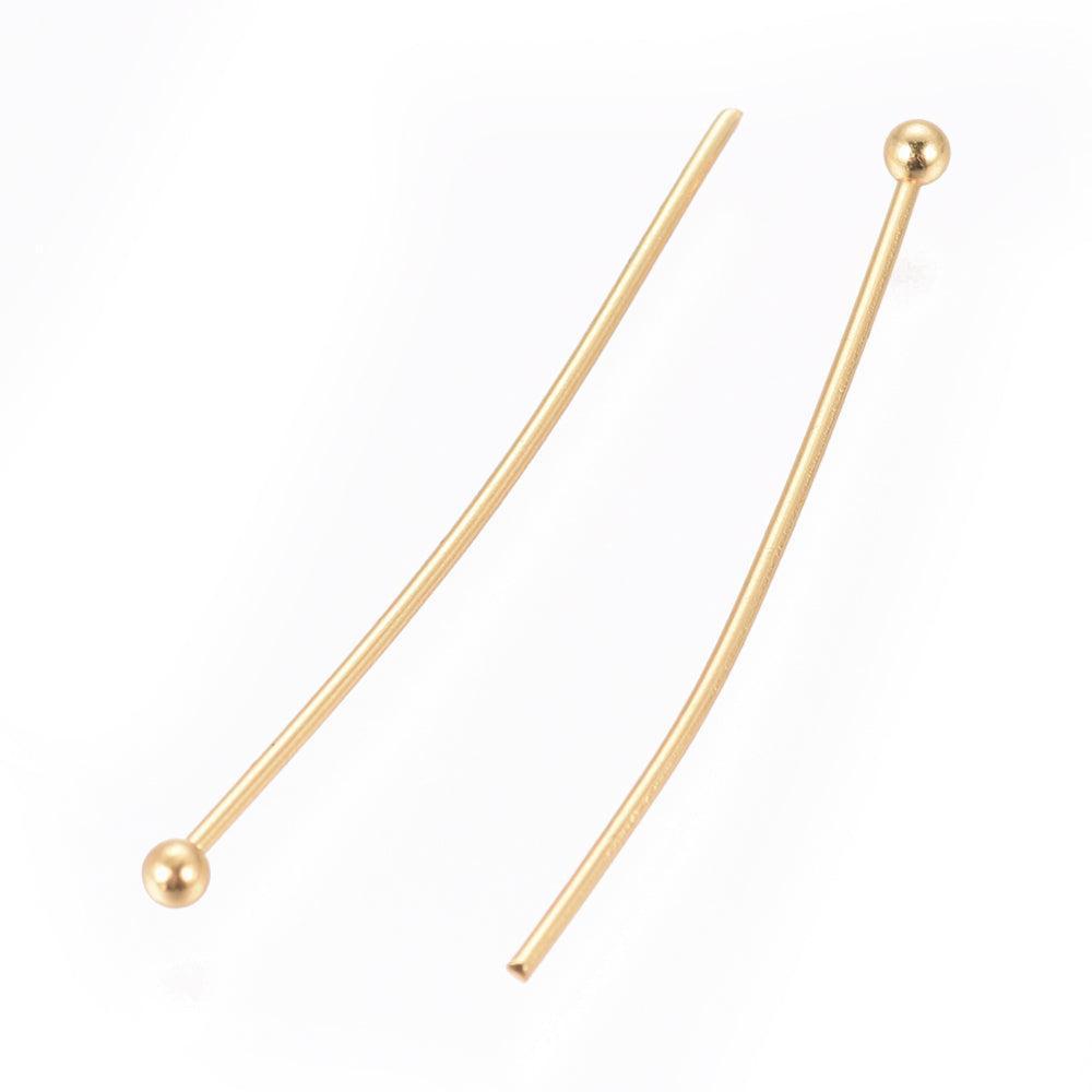 Nietstiften Bolletje Premium 24k RVS Goud 30x0.7mm - 8 stuks-Onderdelen-Kraaltjes van Renate