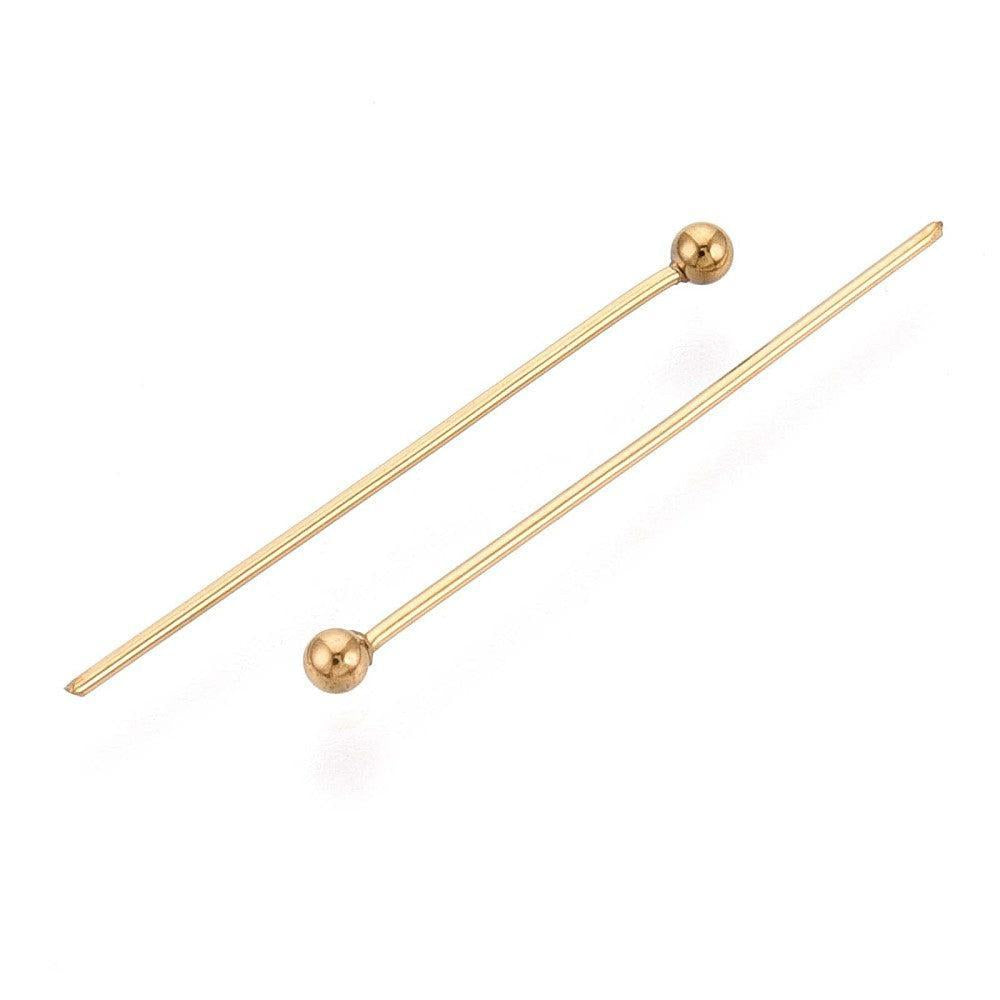Niettift bolletje RVS 18k Gold plated 25x0.5mm - 4 stuks-Onderdelen-Kraaltjes van Renate