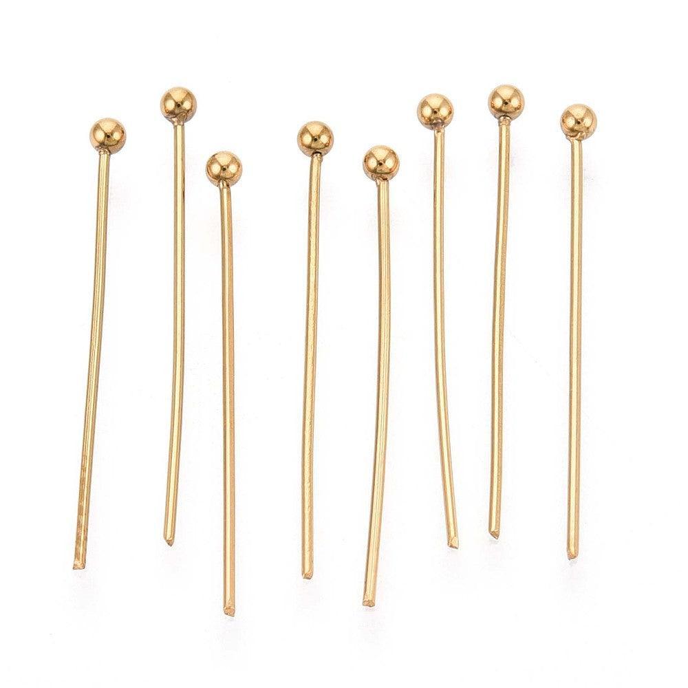 Niettift bolletje RVS 18k Gold plated 25x0.5mm - 4 stuks-Onderdelen-Kraaltjes van Renate