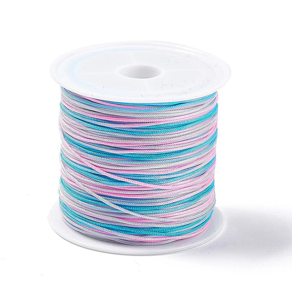 Nylon koord 0.8mm pastel blauw/roze- per 5 meter-koord-Kraaltjes van Renate