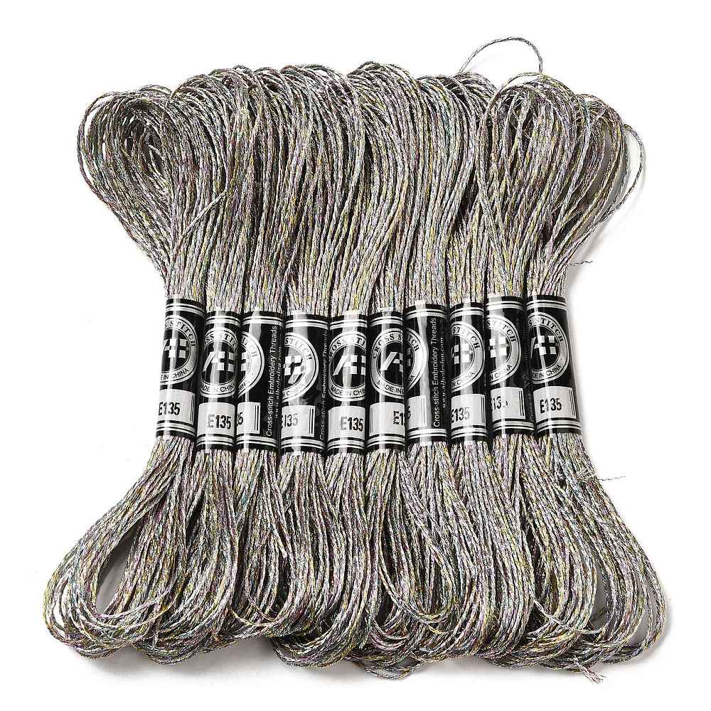 Borduurgaren Metallic Glitter Zilver Multicolor 0.8mm - per klos 8m