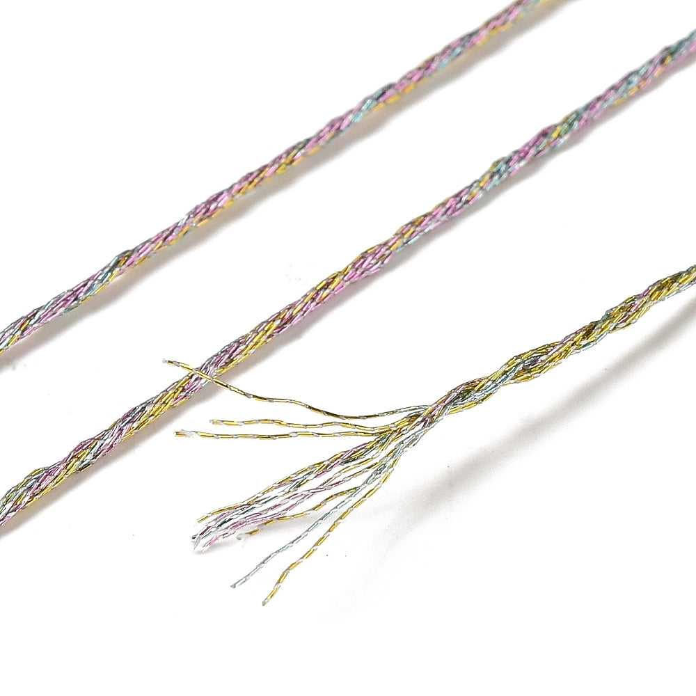 Borduurgaren Metallic Glitter Zilver Multicolor 0.8mm - per klos 8m
