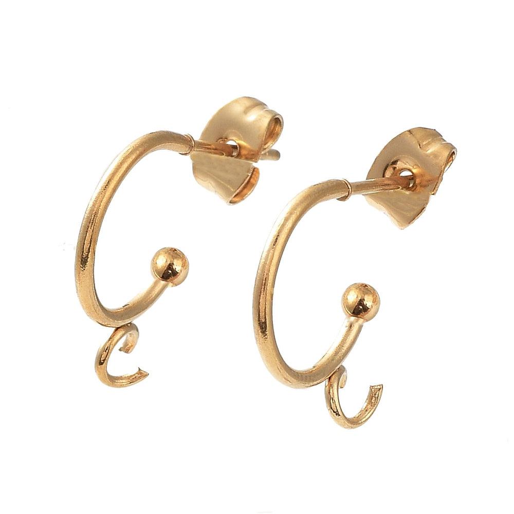Oorbel rvs goud half loop 19mm-onderdelen-Kraaltjes van Renate