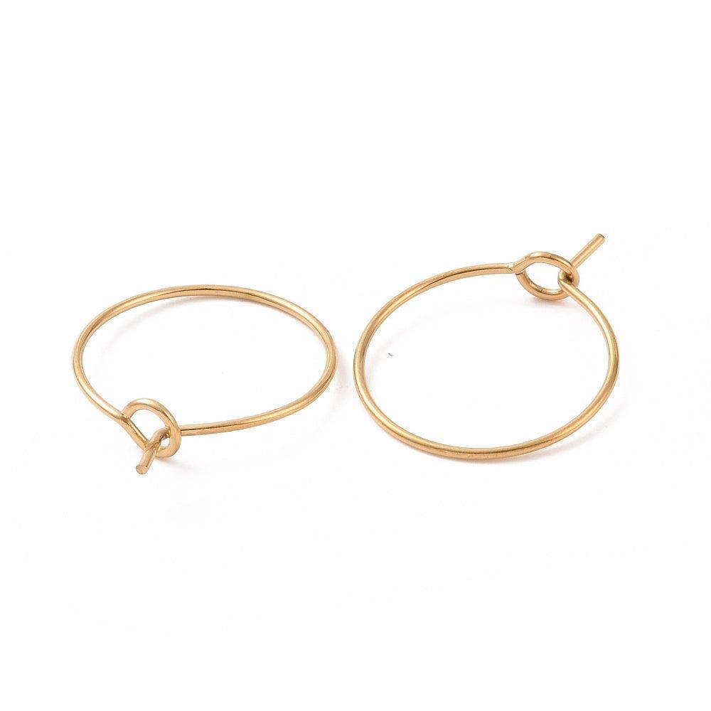 Oorbel RVS 18K goud hoop 20mm- per paar-Onderdelen-Kraaltjes van Renate