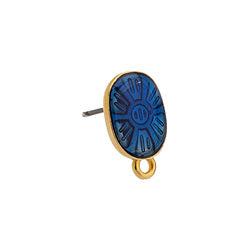 Oorbel ±achterkantjes 24K blauw/goud 11x15mm- per paar-onderdelen-Kraaltjes van Renate