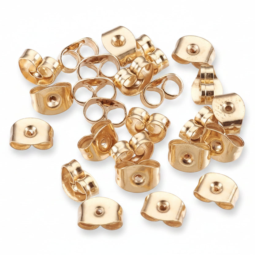 Oorbel achterkantjes RVS 24K Gold Plated 6x4mm - per 10 stuks-Onderdelen-Kraaltjes van Renate