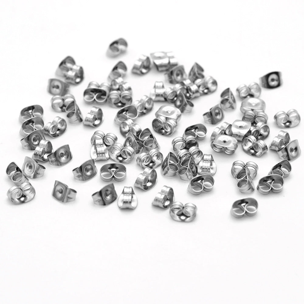Oorbel achterkantjes RVS Zilver 6mm - per 10 stuks-Onderdelen-Kraaltjes van Renate