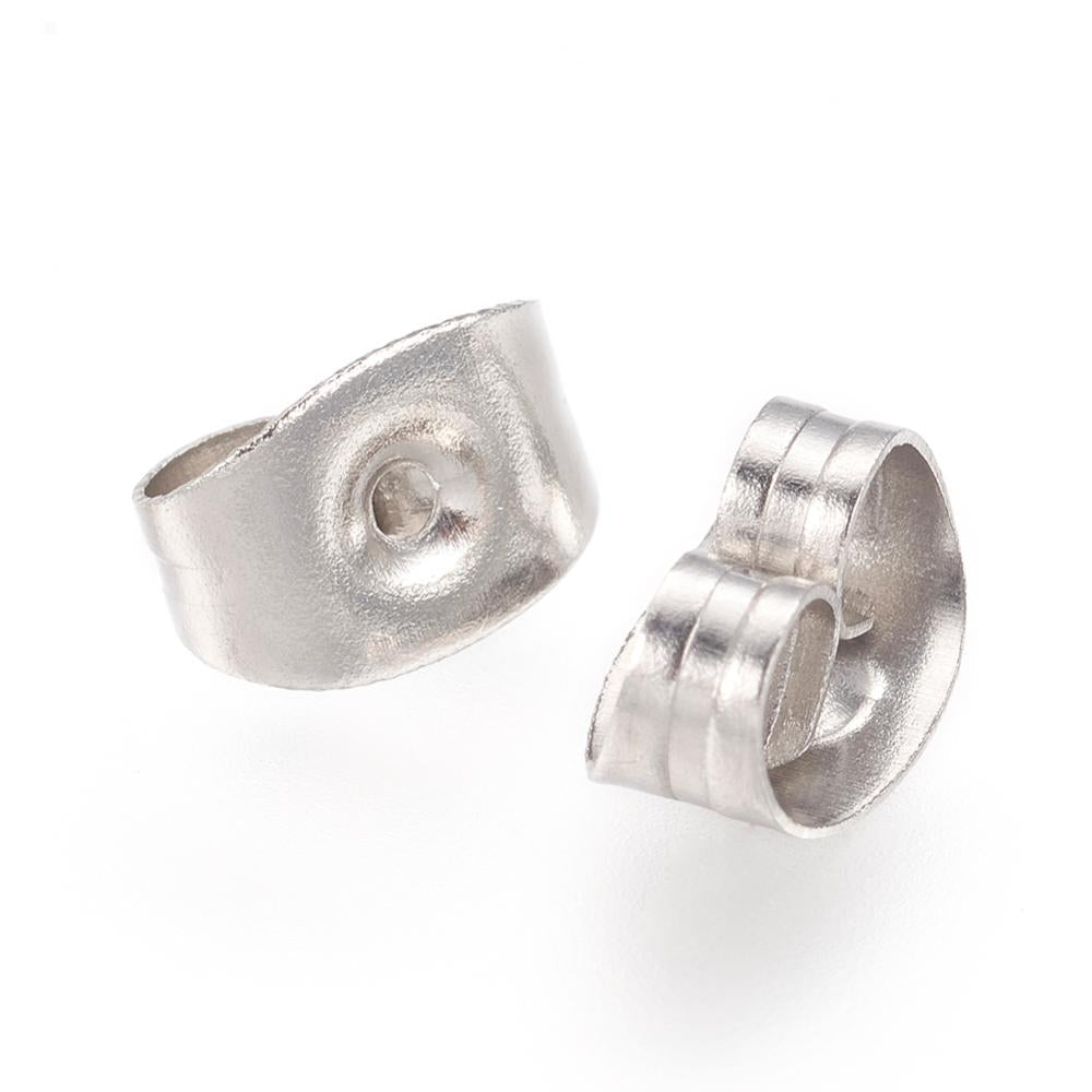 Oorbel achterkantjes zilver 6,5x3mm (⌀0,7mm) - 14 stuks-onderdelen-Kraaltjes van Renate