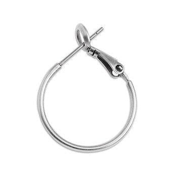 Oorbel brass RVS zilver hoop 18mm- per paar-Onderdelen-Kraaltjes van Renate