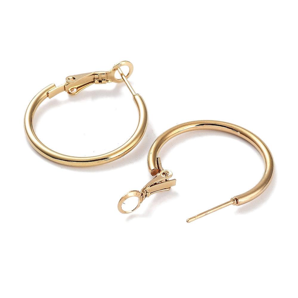 Oorbel hoop RVS goud 24x2mm- per paar-Onderdelen-Kraaltjes van Renate