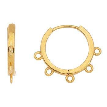 Oorbel hoop met 5 oogjes brass 24K goud 22mm - per paar-bedels-Kraaltjes van Renate