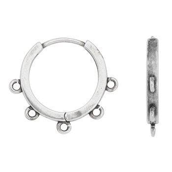 Oorbel hoop met 5 oogjes brass zilver 22mm - per paar-bedels-Kraaltjes van Renate