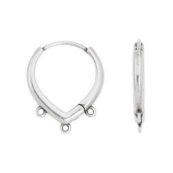 Oorbel met 3 oogjes brass zilver 19mm - per paar-bedels-Kraaltjes van Renate