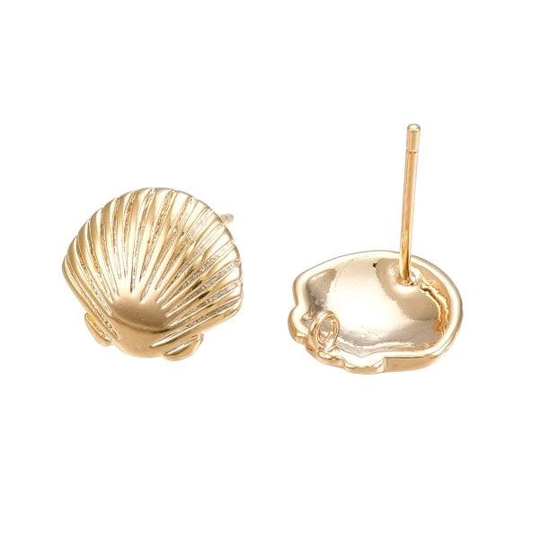 Oorbel schelpje 18K goud 11x11,5mm- per paar-onderdelen-Kraaltjes van Renate