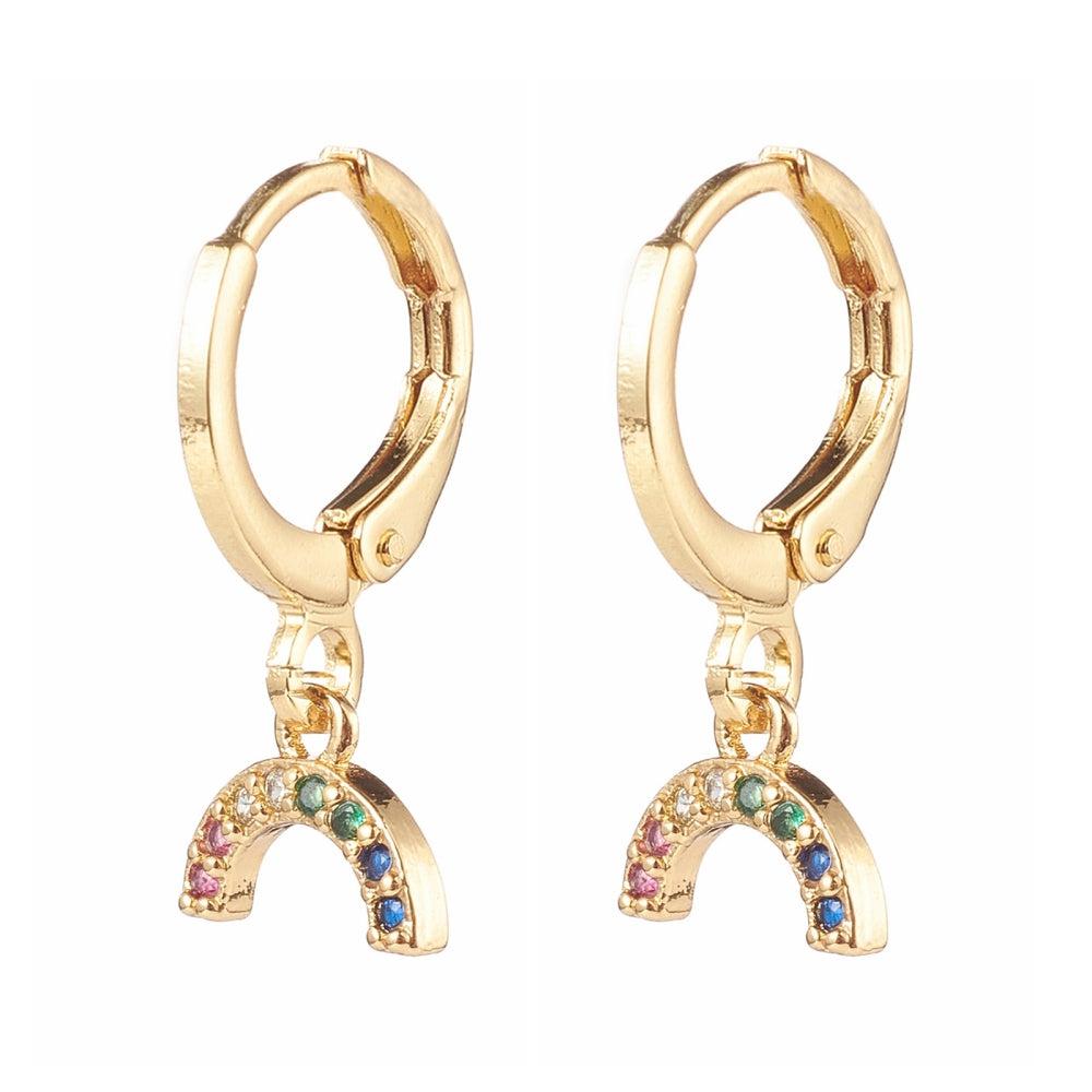 Oorbel zirconia 20,5mm regenboog goud- per paar-bedels-Kraaltjes van Renate