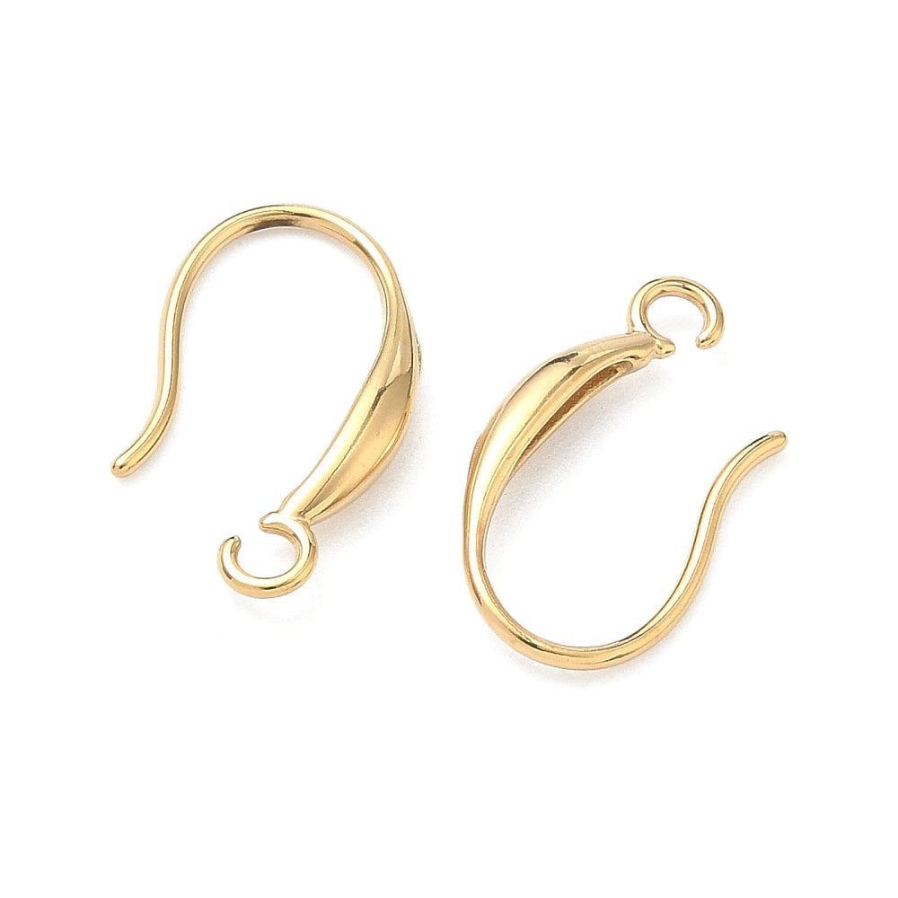 Oorbelhaakjes met Oog Premium 18k RVS Goud 19mm - per paar-Kralen-Kraaltjes van Renate
