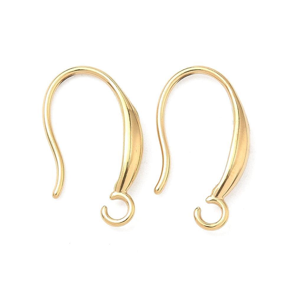 Oorbelhaakjes met Oog Premium 18k RVS Goud 19mm - per paar-Kralen-Kraaltjes van Renate