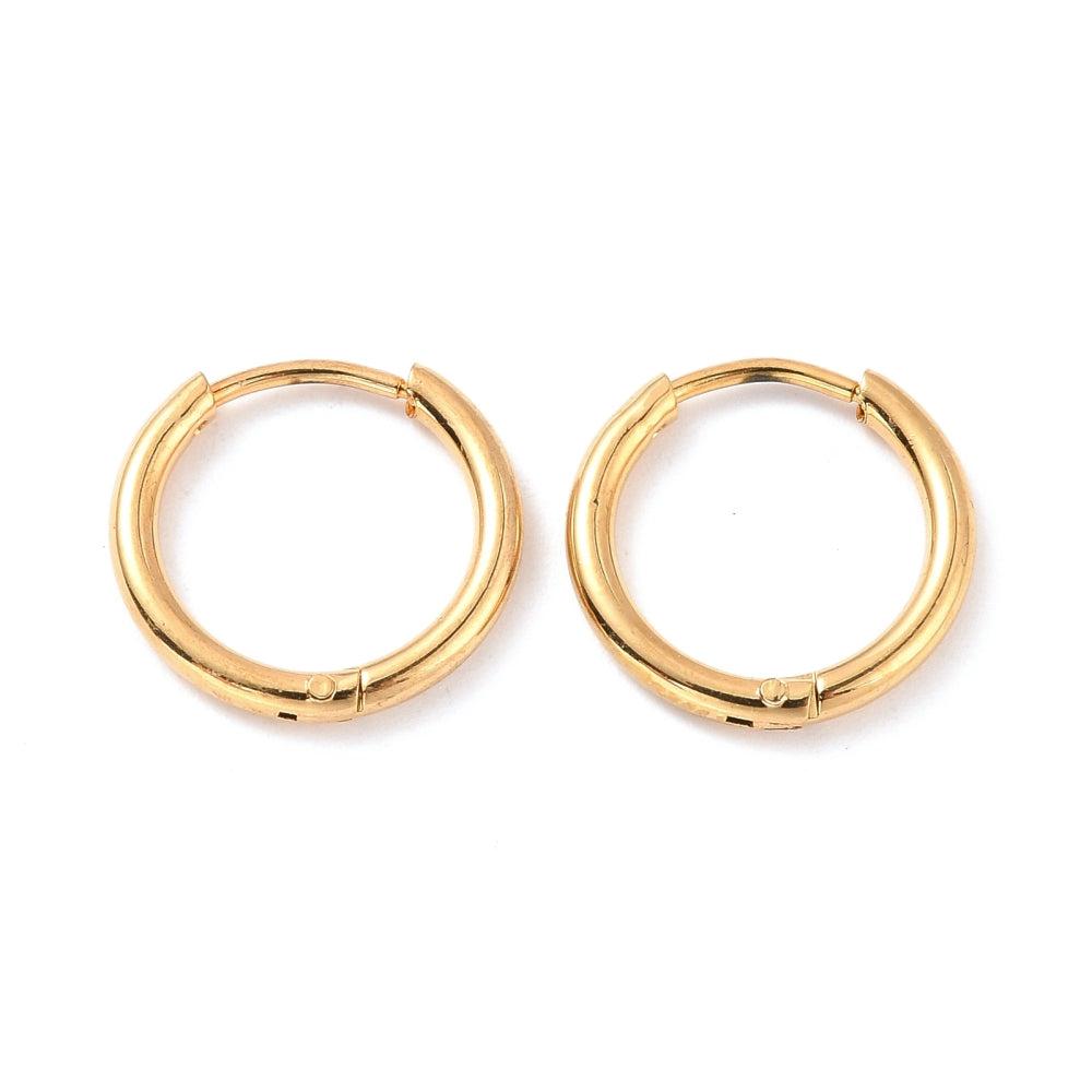 Oorbellen RVS 18K goud hoop 13x2mm- per paar-Onderdelen-Kraaltjes van Renate