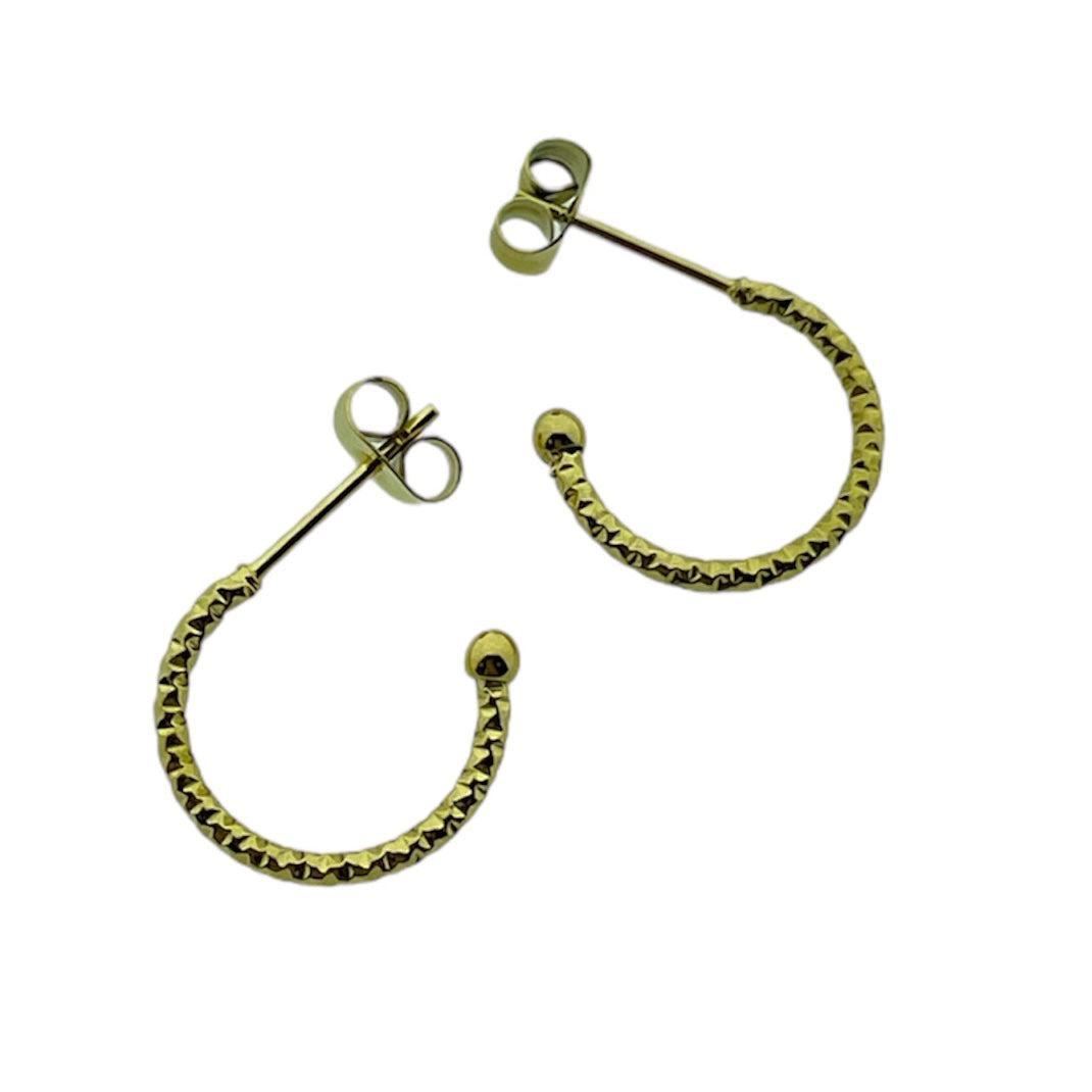 Oorbellen RVS goud textuur 15x1.3~2.3mm-onderdelen-Kraaltjes van Renate
