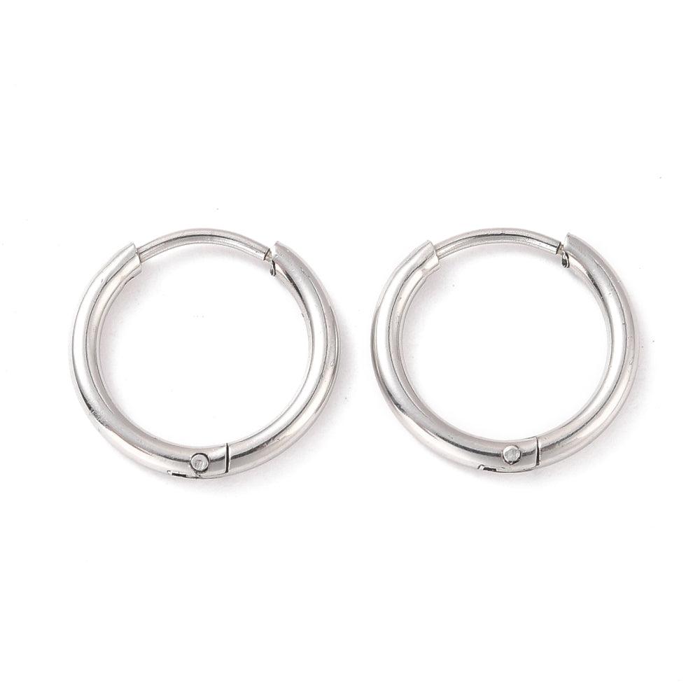 Oorbellen RVS zilver hoop 13x2mm- per paar-Onderdelen-Kraaltjes van Renate