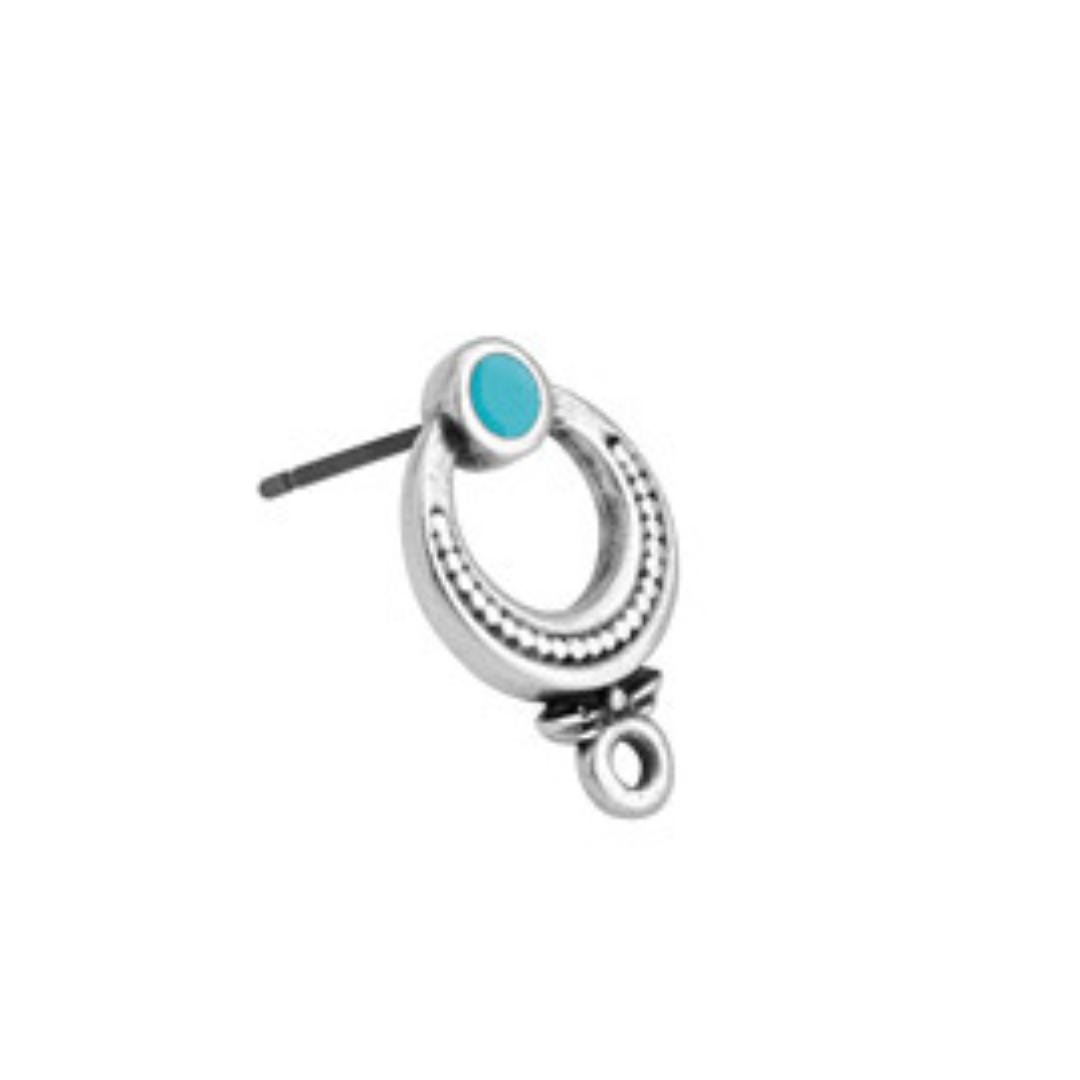 Oorbellen blauw RVS zilver 2x17mm- per paar-onderdelen-Kraaltjes van Renate