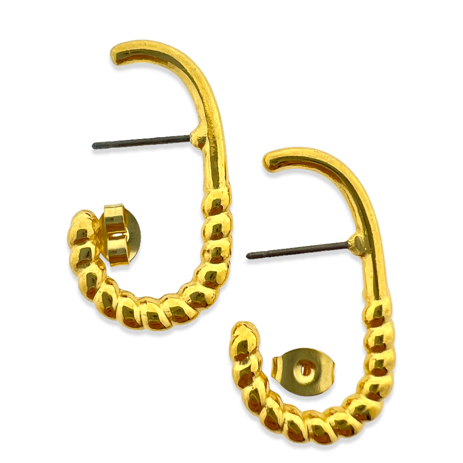 Oorbellen fake hoop goud stainless steel 30x3mm-Sieraden-Kraaltjes van Renate