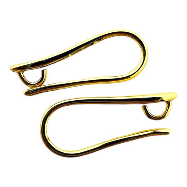 Oorbellen goud horizontaal 19.5x8x2.5mm- per paar-sluitingen-Kraaltjes van Renate
