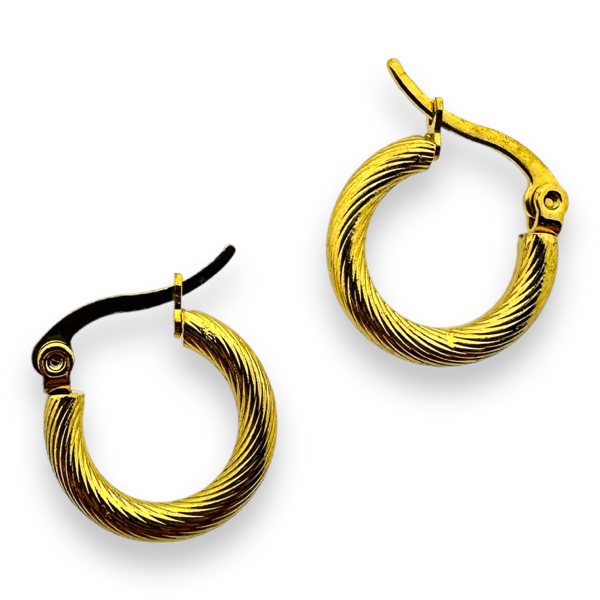 Oorbellen goud textuur RVS 16mm - per paar-onderdelen-Kraaltjes van Renate