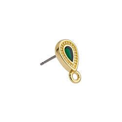Oorbellen green 24K goud 7x13mm- per paar-onderdelen-Kraaltjes van Renate