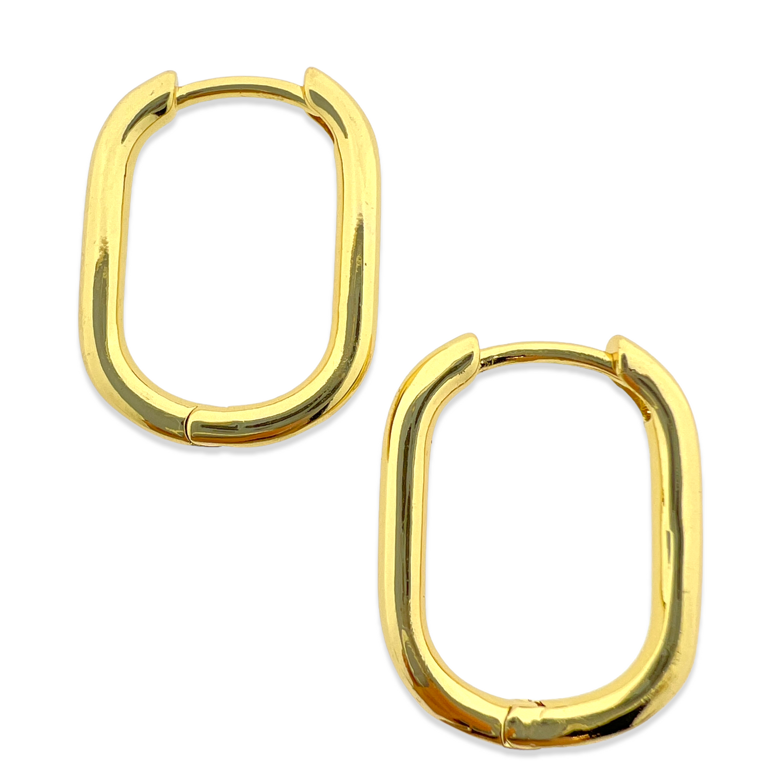 Oorbellen hoop ovaal goud 18K gold plated 22x17mm-Sieraden-Kraaltjes van Renate