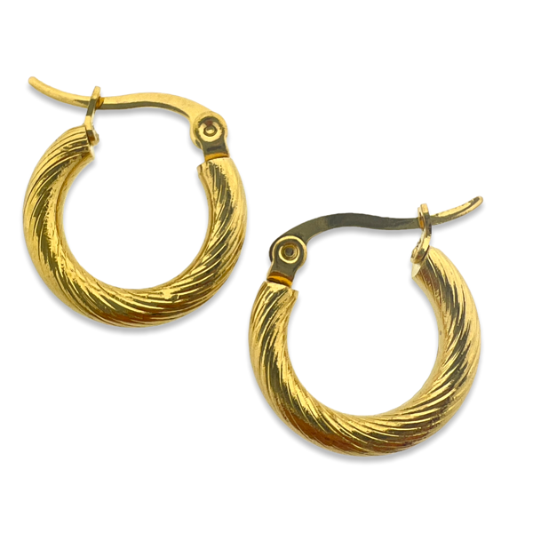 Oorbellen hoop twist goud stainless steel 16mm-Sieraden-Kraaltjes van Renate