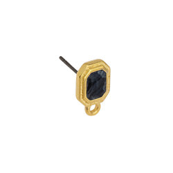 Oorbellen octagon zwart 24K goud 2,3x12mm- per paar-onderdelen-Kraaltjes van Renate