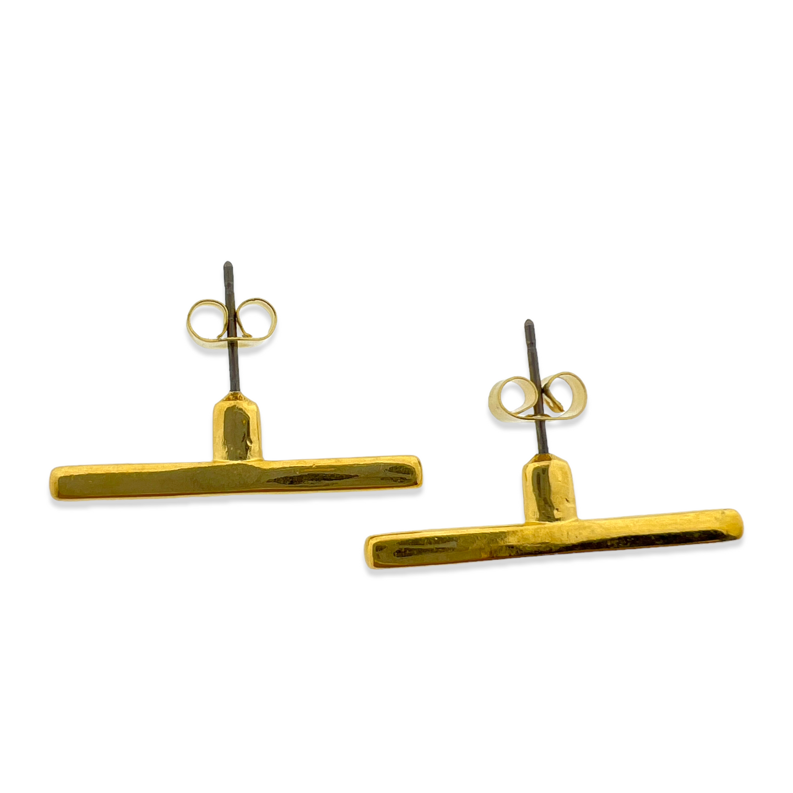 Oorbellen staaf goud stainless steel 27mm-Sieraden-Kraaltjes van Renate