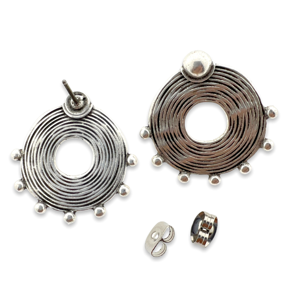 Oorbellen structuur zilver 24mm- per paar-onderdelen-Kraaltjes van Renate