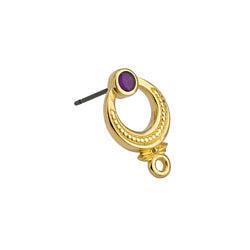 Oorbellen violet RVS goud 2x17mm- per paar-onderdelen-Kraaltjes van Renate